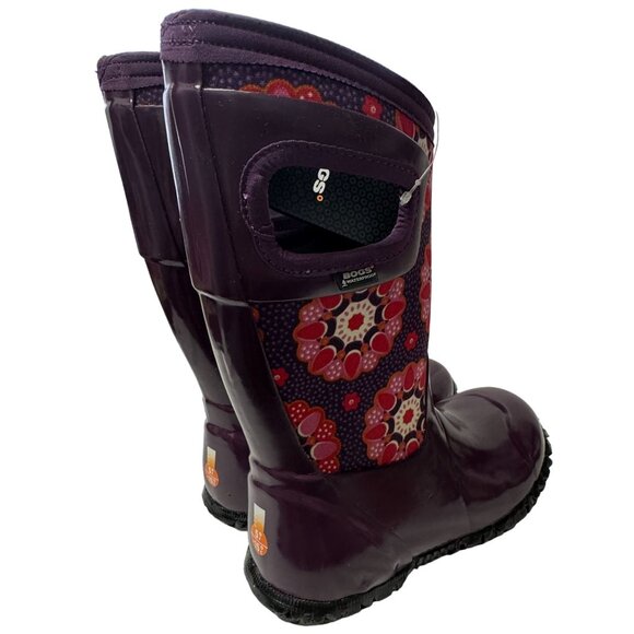 Bogs North Hampton Kaleidoscope Girls 13 Purple Rubber Waterproof Rain Boots - Picture 13 of 16